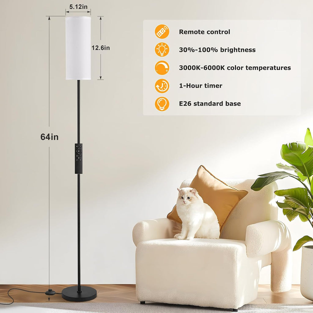 Ambimall Floor Lamps for Living Room, 64" Modern Floor Lamp with Remote Control and Stepless Dimmable Colors Temperature & Brightness…