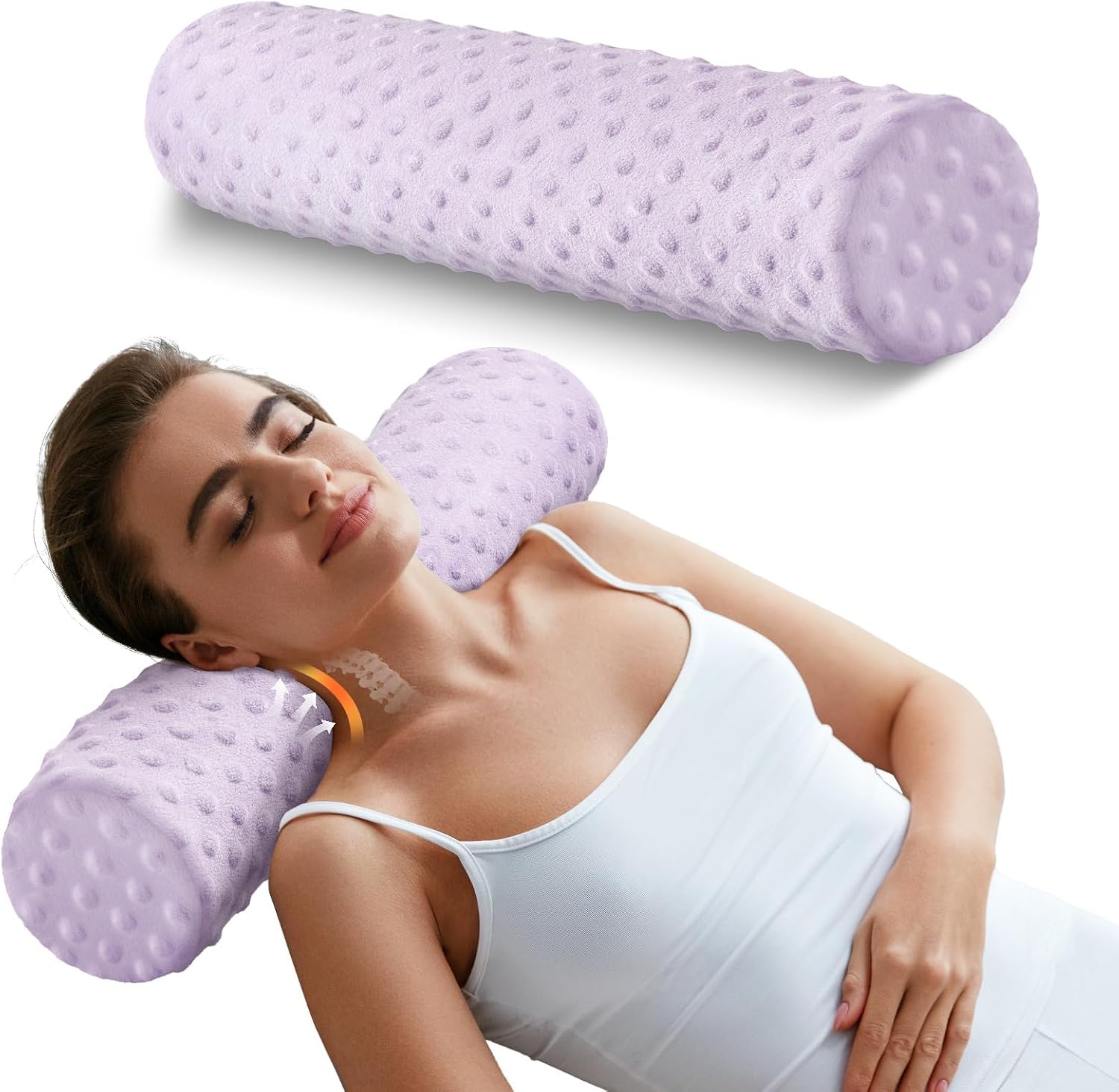 SinoSalected Memory Foam 4" Round Pillow, Cervical Neck Pillow for, Cylinder Pillows 18"x 4", Removable Cover, Neck Roll Pillow for Sleepi…