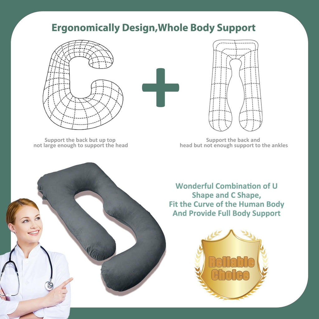 Chilling Home Pregnancy Pillow, U Shaped Pregnancy Pillows for Sleeping Full Body Pillow Maternity Pillow for Pregnant Women 58 inch…