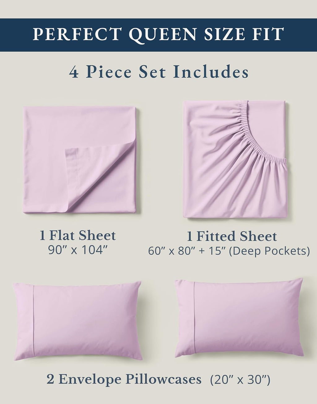 LaneLinen LANE LINEN 100% Organic Cotton Queen Sheets, Low Pill Fade Resistant Classic Percale Weave Bedsheets for Queen Size Bed, 15" Deep…