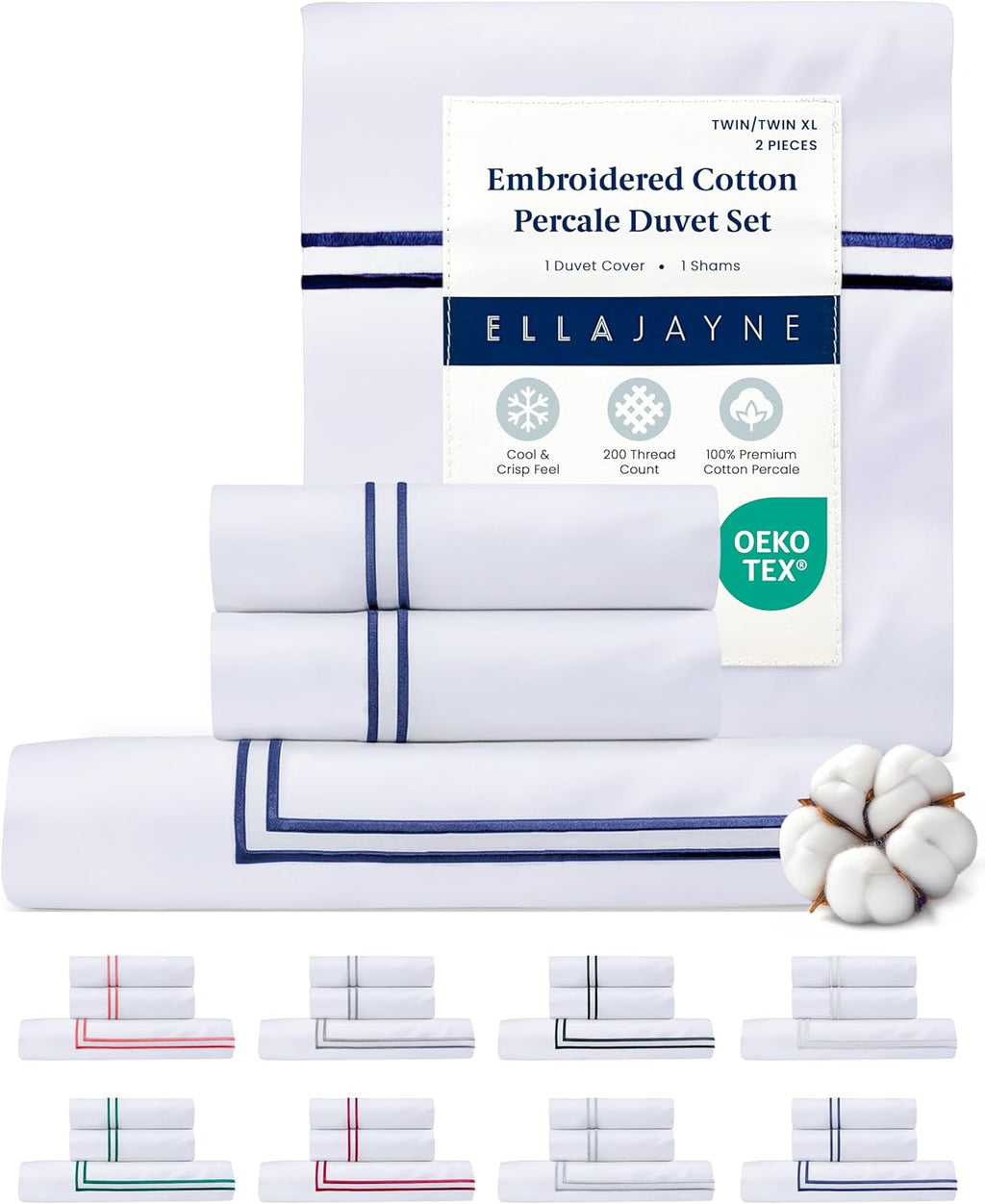 Ella Jayne Twin Duvet Cover (2 Pieces), 100% Cotton Percale, Twin/Twin XL, Soft, Breathable & Lightweight, Including Duvet Cover Twin (1…