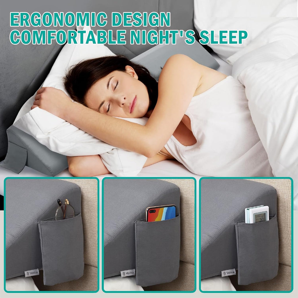 Vekkia Full Size Bed Wedge Pillow/Headboard Pillow Wedge/Mattress Wedge, Bed Gap Filler to Close Gap (0-6") Between Headboard and Mattress…