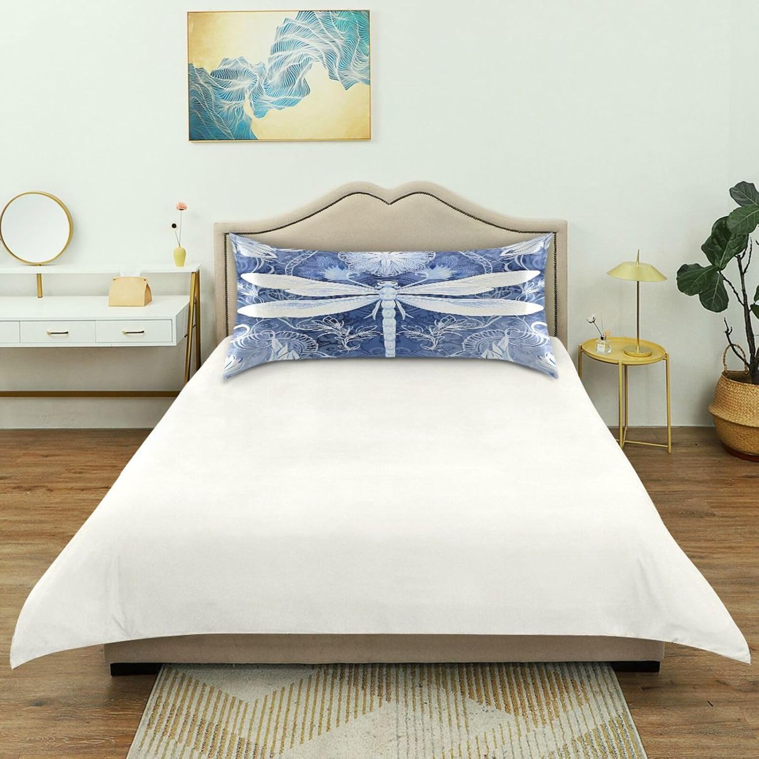 YETTASBIN Dragonfly Satin Pillowcase, Soft Breathable Silk Pillow Case with Envelope Closure for Hair and Skin, Standard Size 26 x 20 Inch