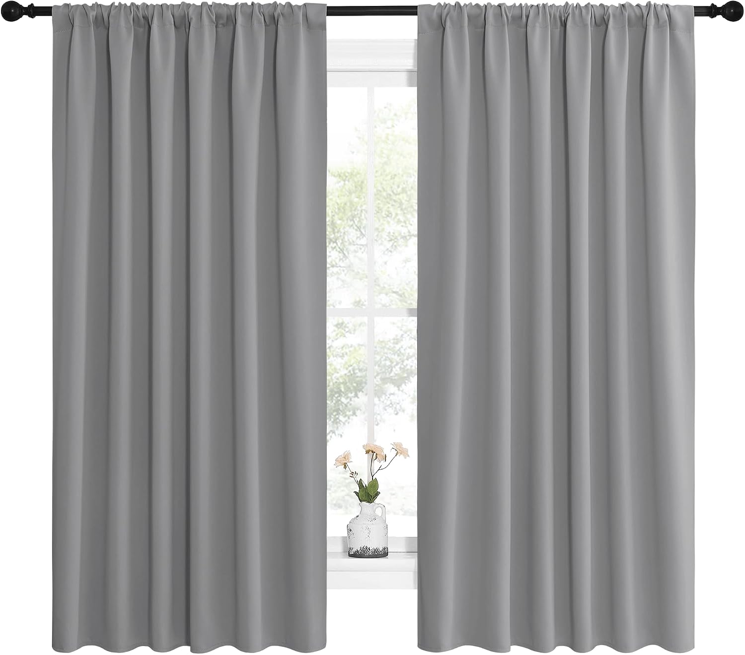 NICETOWN Short Curtains for Wide Window - Thermal Insulated Rod Pocket Blackout Drapes/Draperies for Dining Room (2 Panels, W62 x L63…