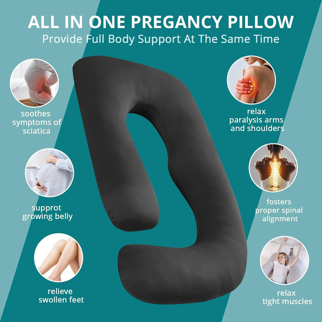 Sasttie Pregnancy Pillows for Sleeping, U Shaped Cooling Full Body Pillow with Removable Cover, Pregnant Women Must Haves, Maternity Essent…