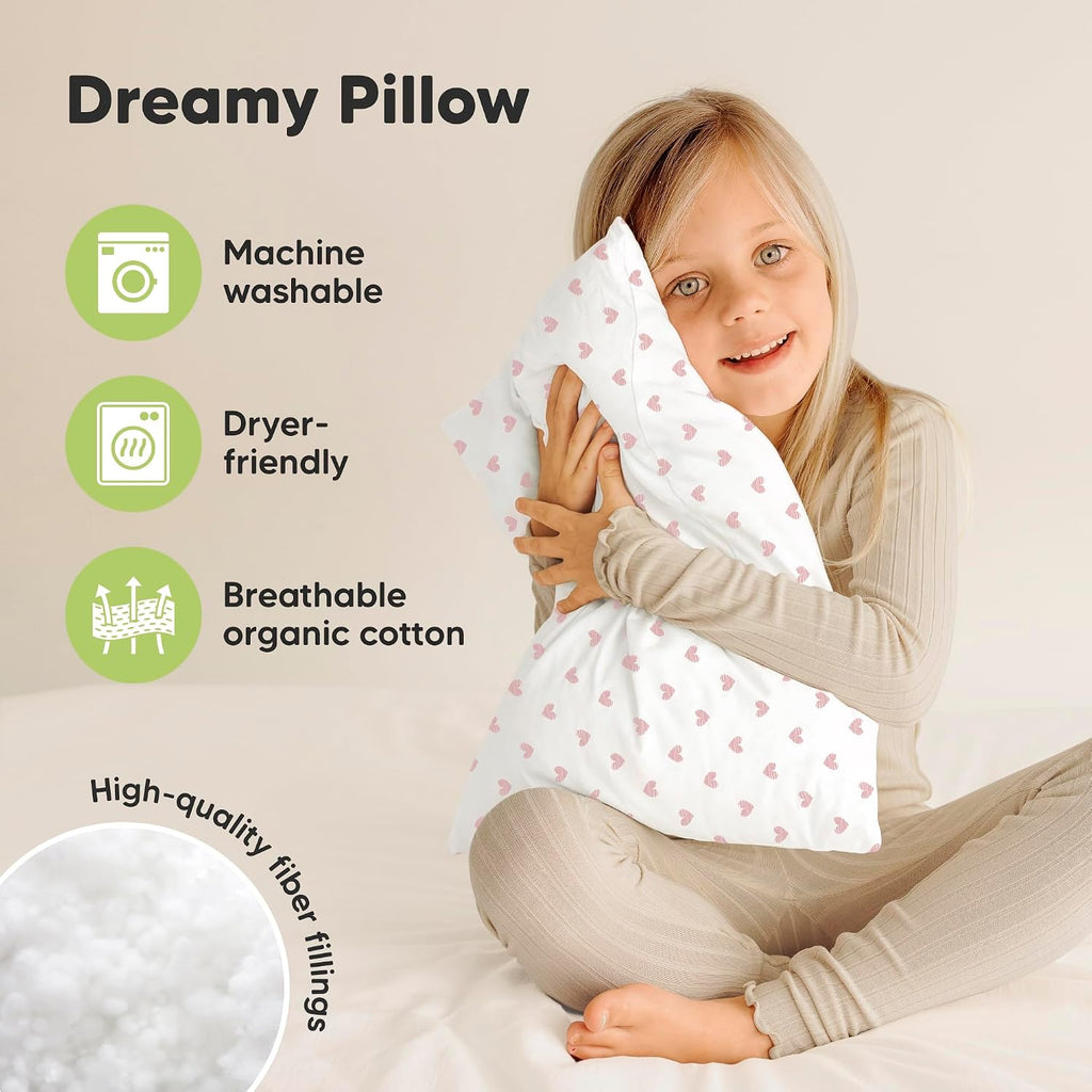 KeaBabies 2-Pack Toddler Pillows 2 Year Old to 5-13x18 Soft Organic Cotton Kids Pillow for Sleeping, Travel, School, Daycare, Nap…