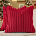decorUhome Cozy Faux Fur Throw Pillow Covers 22x22 Set of 2 Decorative Soft Plush Striped Modern Farmhouse Boho Couch Euro Sham Pillow Case…