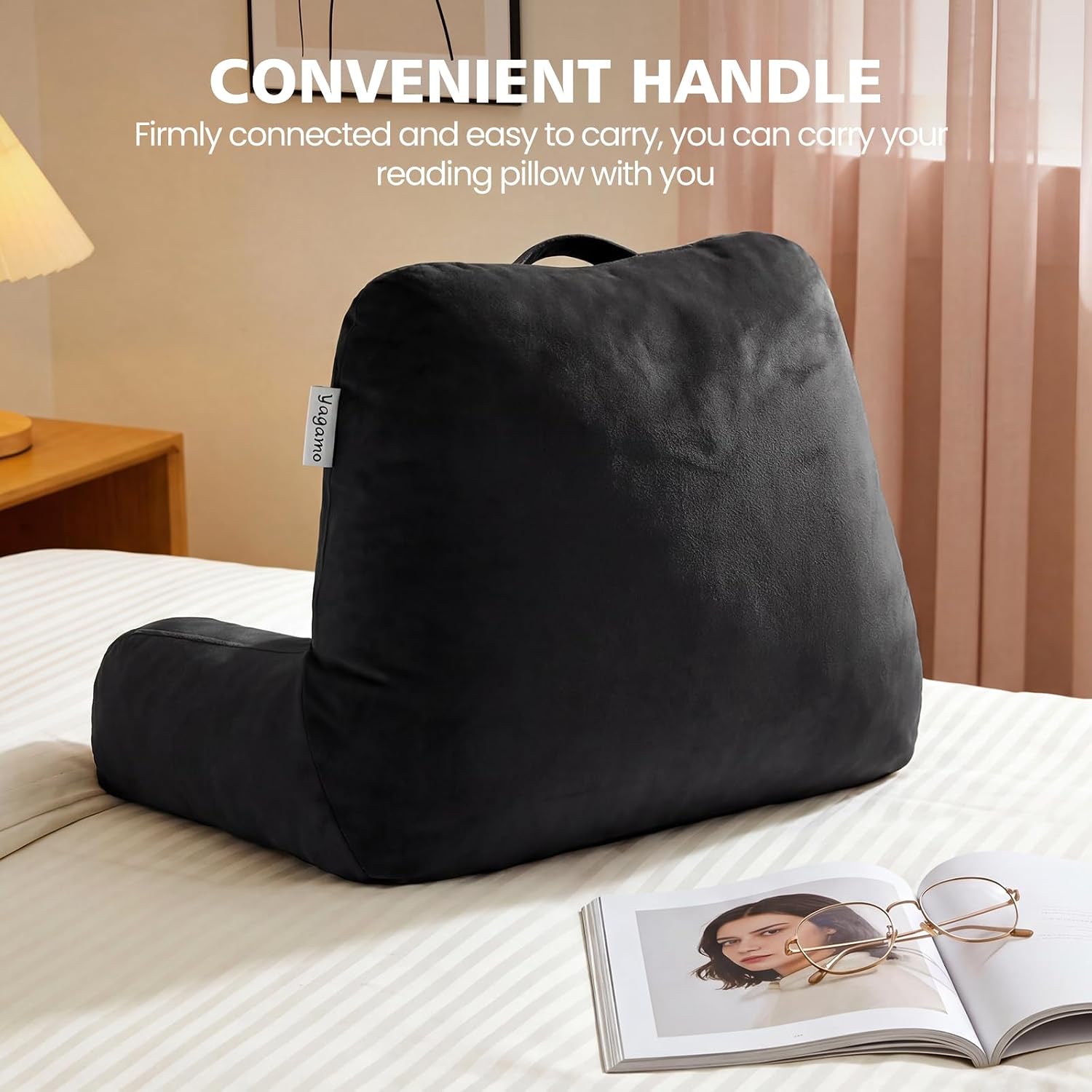 Reading Pillow for Bed Sitting Up, Adults and Teens Backrest with Arms, Velvet Back Support Pillow for Sitting on Sofa, Couch with…