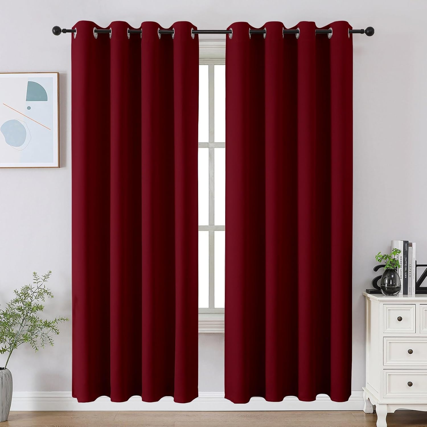 Cucraf Burgundy Red Blackout Curtains 72 inch Length 2 Panels Set, Room Darkening Drapes for Living Room Bedroom, Thermal Insulated Light B…