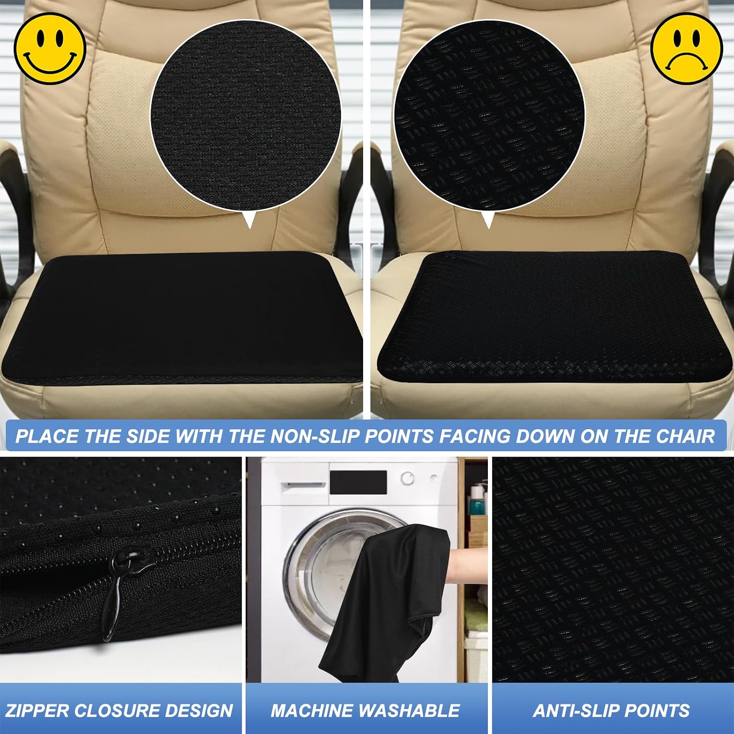 Gel Seat Cushion for Long Sitting-Two Sizes Gel Cushion(Thick&Large)19"x17.5"x2.8"/38"x17.5"x1.4"(Fold/Expand), Pressure Relief Cushion…