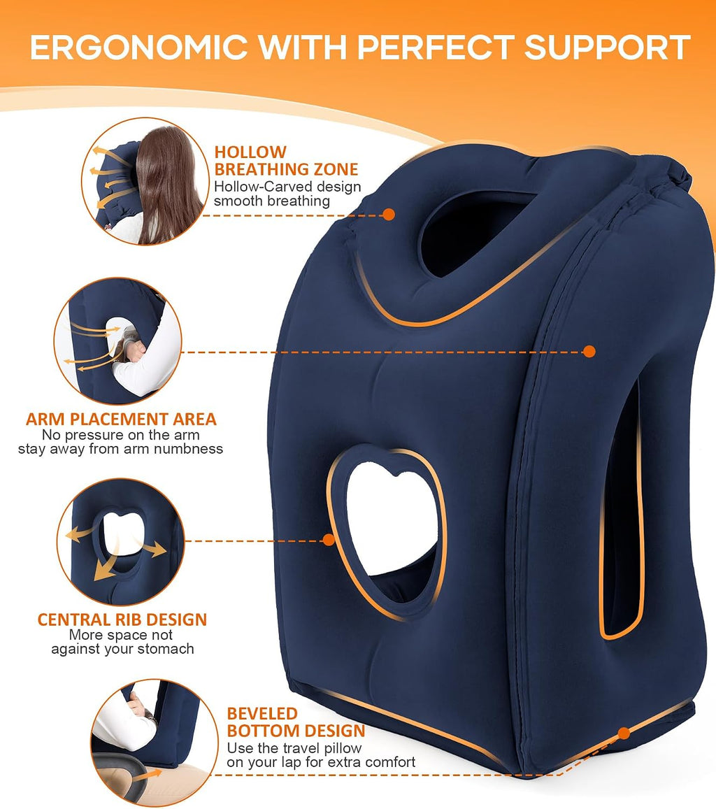 Sunany Travel Pillow, Upgraded Plane Pillow for Long Flights, Inflatable Neck Pillow Used for Airplanes, Cars, Buses, Trains, Office Napping…