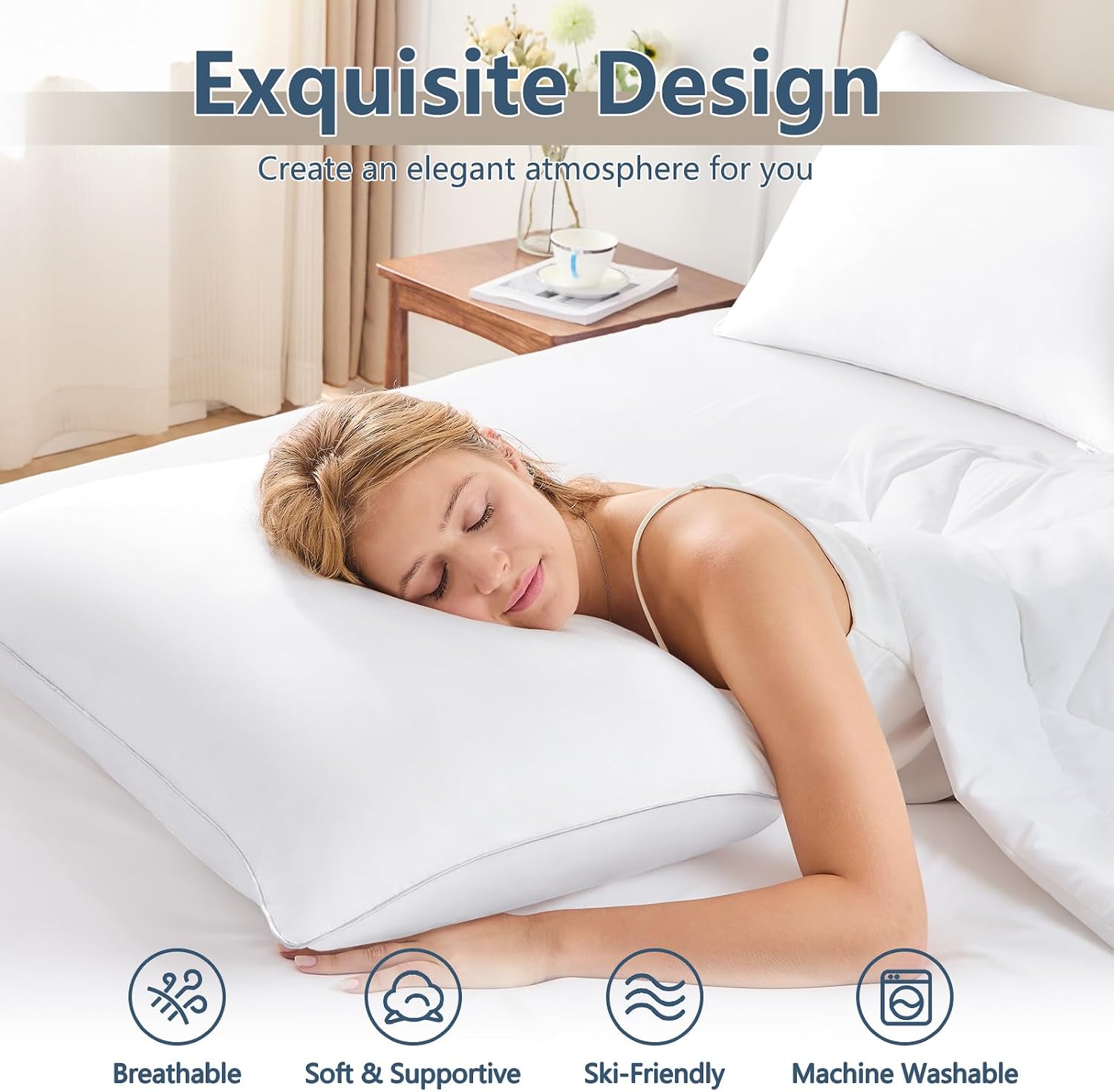 CozyLux Soft Supportive Bed Pillows for Side and Back Sleepers, Oeko-Tex Certified Down Alternative Filling, Hotel Quality Fluffy Sleeping…