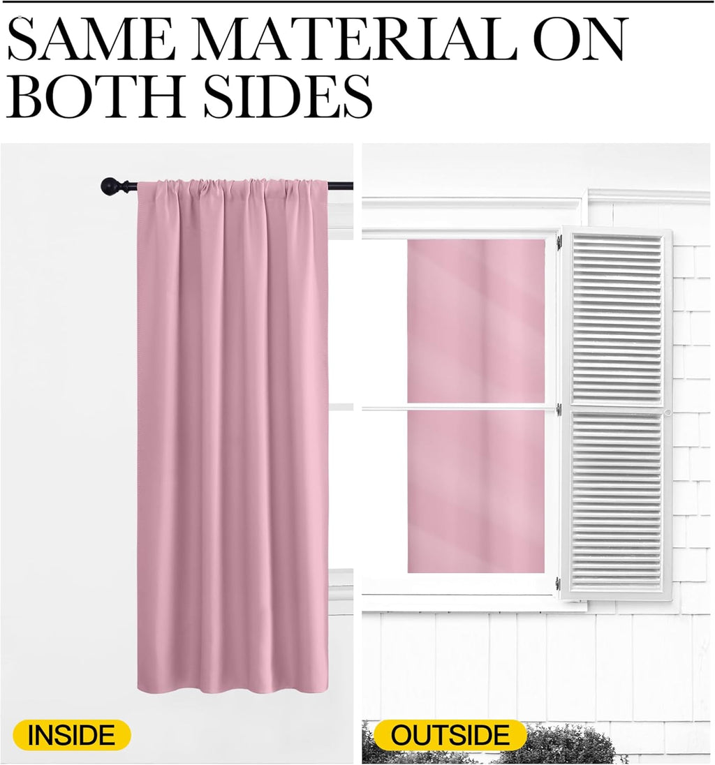 NICETOWN 2 Panels Blackout Curtains, Rod Pocket Thermal Insulated Curtains for Bedroom, Room Darkning Shading Blinds Modern Home…