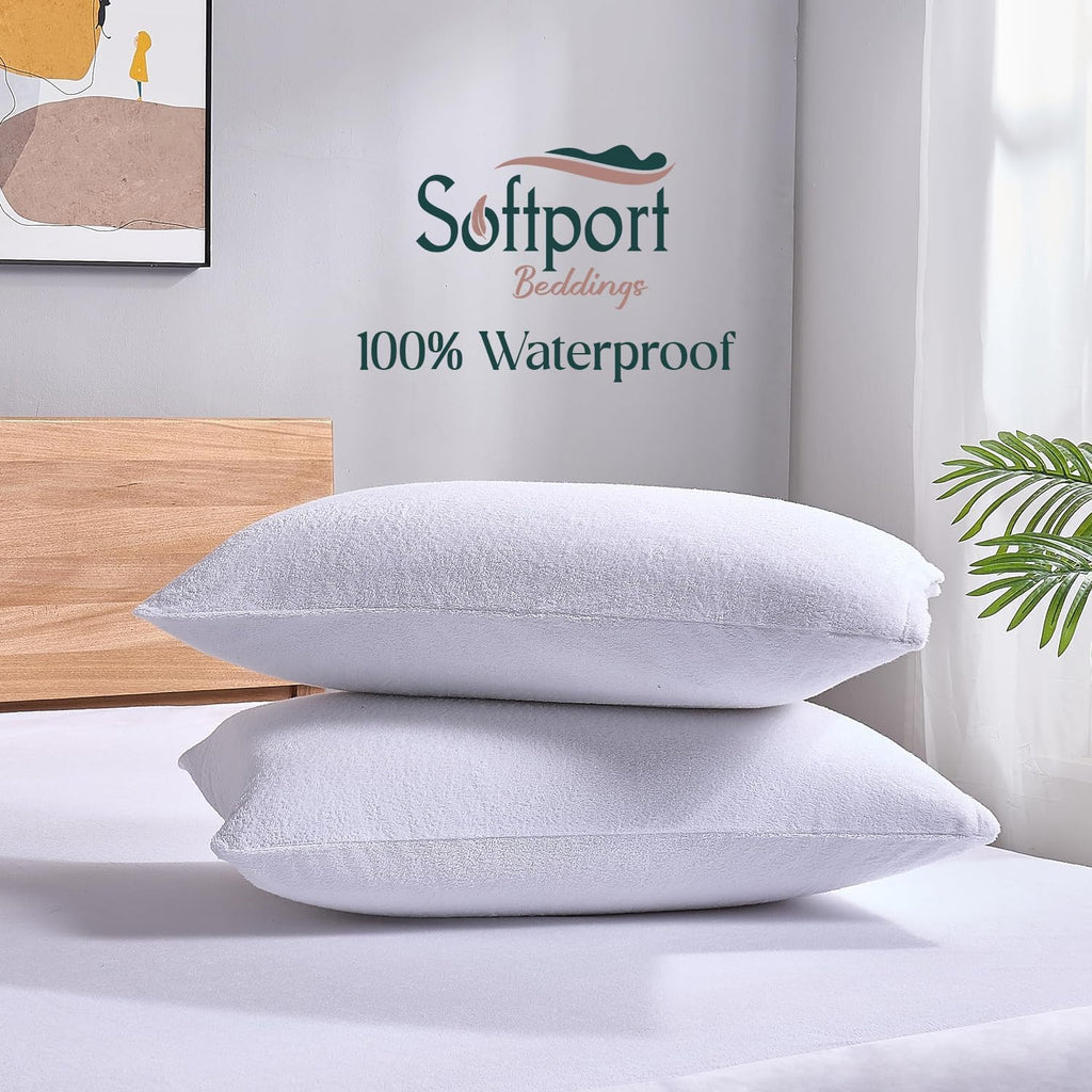 Waterproof Pillow Protector Zipper Design (2 Pack) – Bed Bug Proof Pillow Encasement 20 x 26 Inches