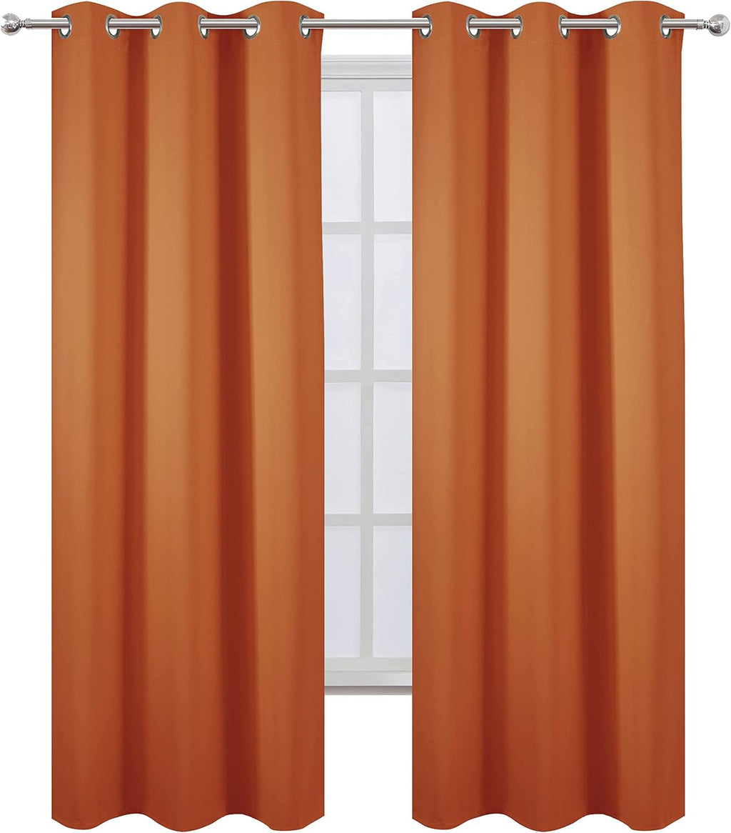 Lemomo Blackout Curtains 42 x 84 inch/Orange Curtains Set of 2 Panels/Thermal Insulated Room Darkening Bedroom Curtains 84 inch silver