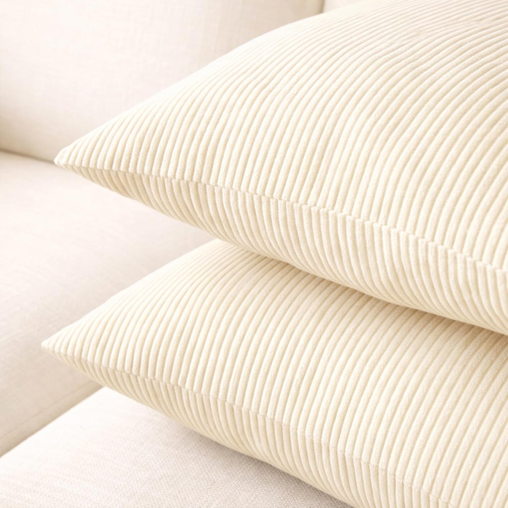 EncasaXO Encasa XO Corduroy Throw Pillows Covers 18"x18", Set of 2 Soft Textured Striped Boho Pillow Covers | Decorative and Cozy Cushion C…
