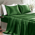 Golal Satin Sheets Queen Size - 4 Pieces Luxury Silky Soft Bed Sheets, Wrinkle-Free Dark Green Satin Silk Sheet Set with 1 Deep Pocket Fitt…