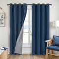 YoungsTex Navy Linen Blackout Curtains for Bedroom, Dark Blue Thermal Insulated Drapes with Grommet Privacy Protection for Living Room Wind…