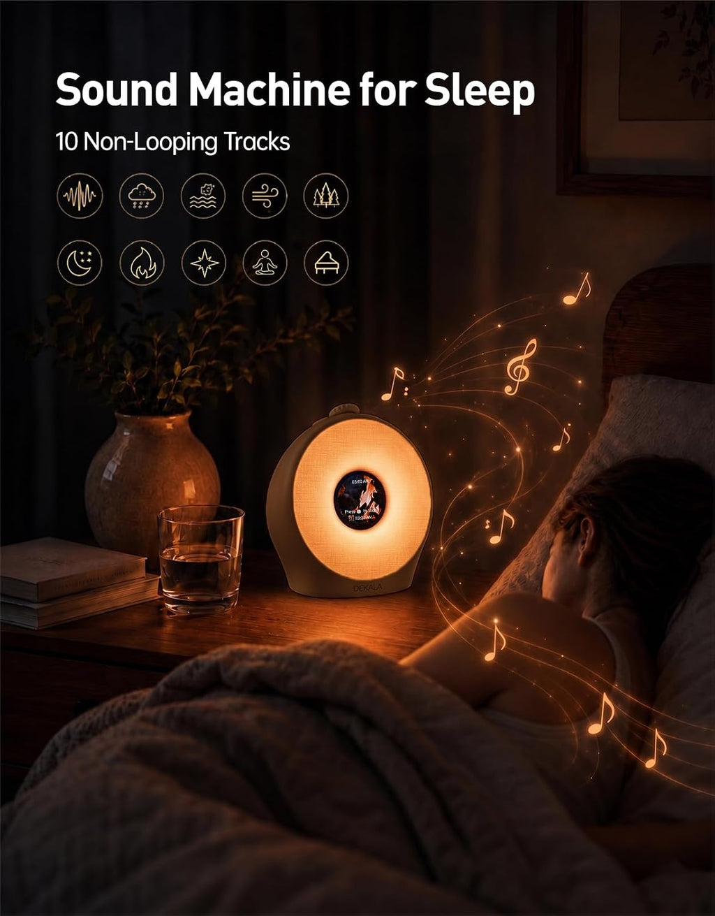 Dekala Sunrise Alarm Clock for Heavy Sleepers with Pulse Wake, Sunset Sound Machine with Breathing Ambient Light, Loud Alarm for…