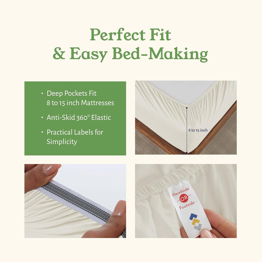 CaliforniaDesignDen California Design Den King Sheets Set - Soft 100% Organic Cotton Sheets with Deep Pockets, Crisp Percale, Breathable an…