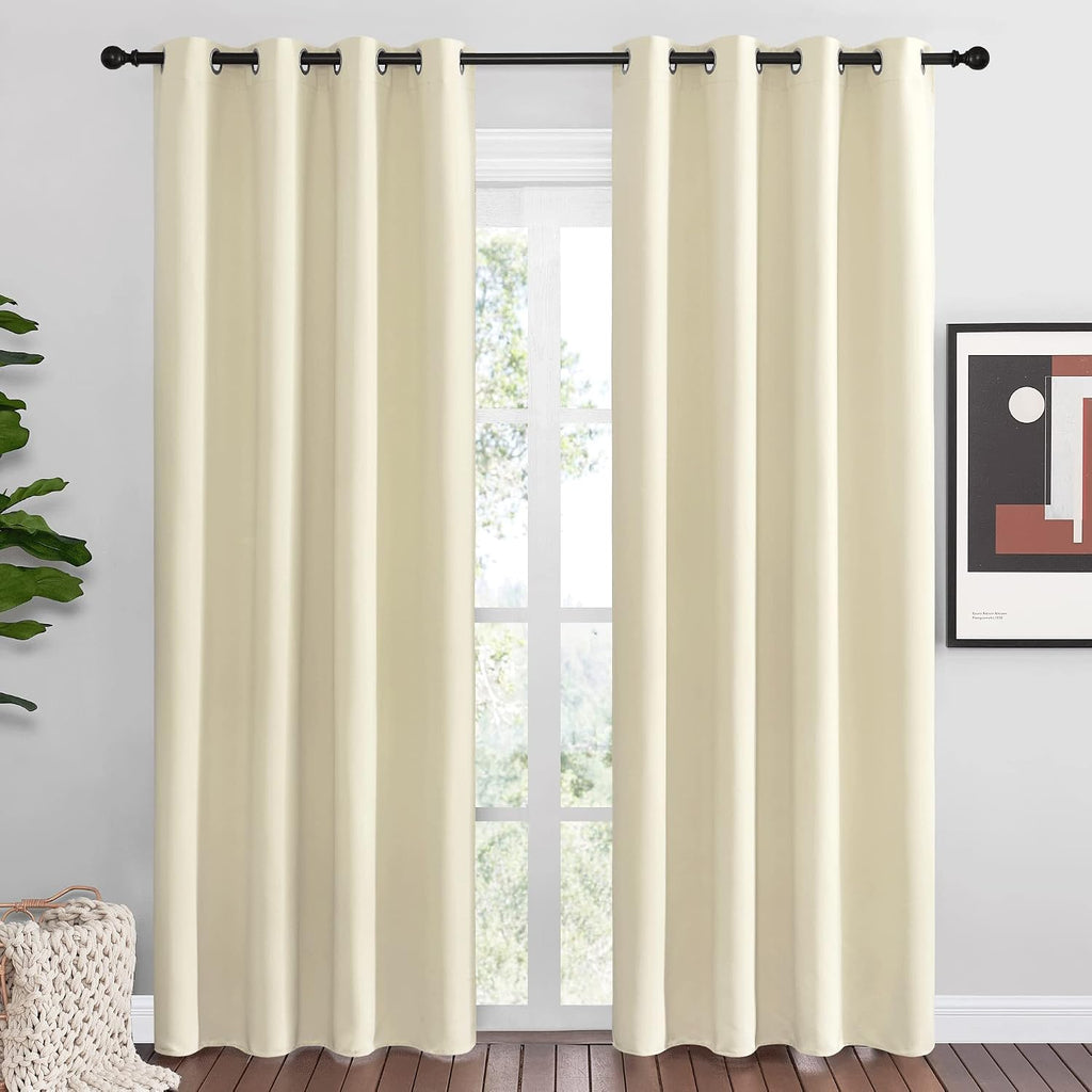 Nicetown Beige Room Darkening Curtains 86" Long for Boho Farmhouse Home Decoration, Window Treatment Total Privacy Drape Panels for Bedroom…