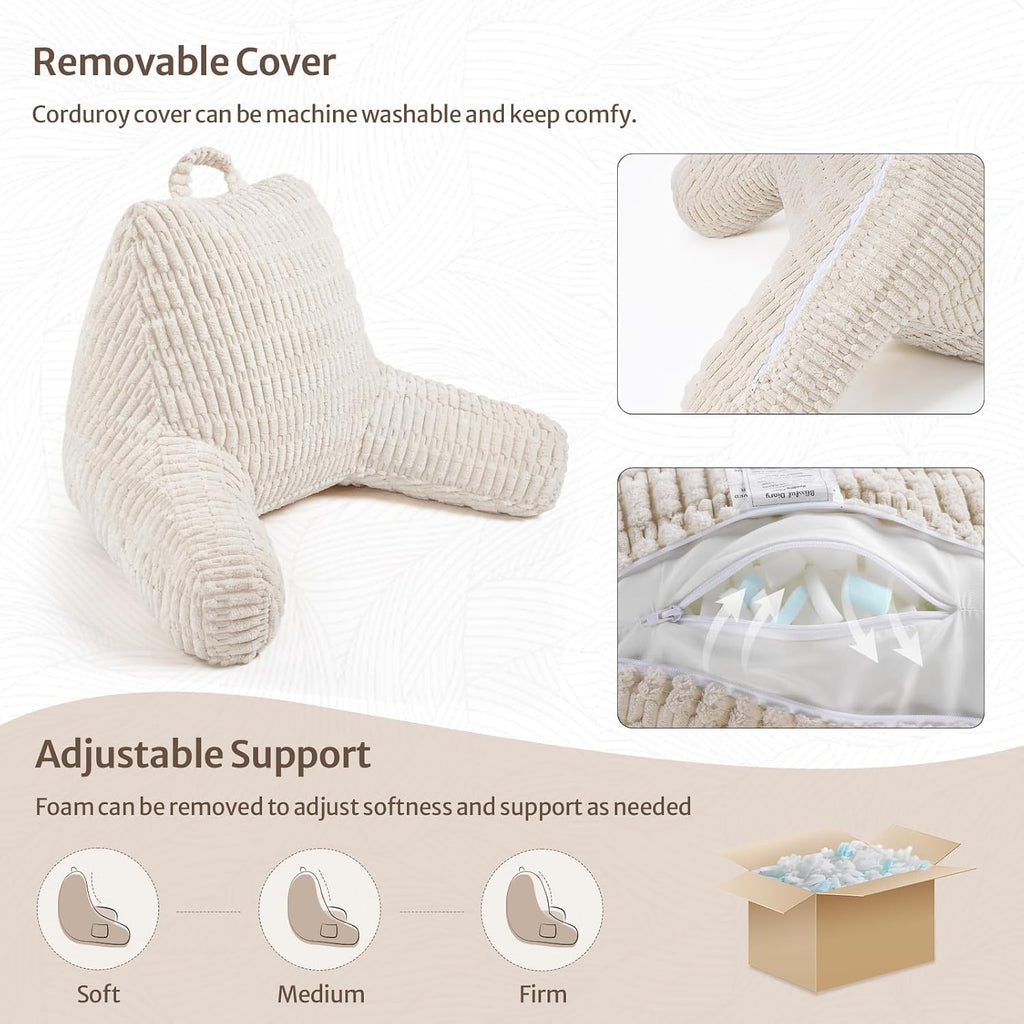 Blissful Diary Reading Pillow, Backrest Pillow with Shredded Memory Foam for Adult & Children, Designed for Bed and Couch Sitting Up…