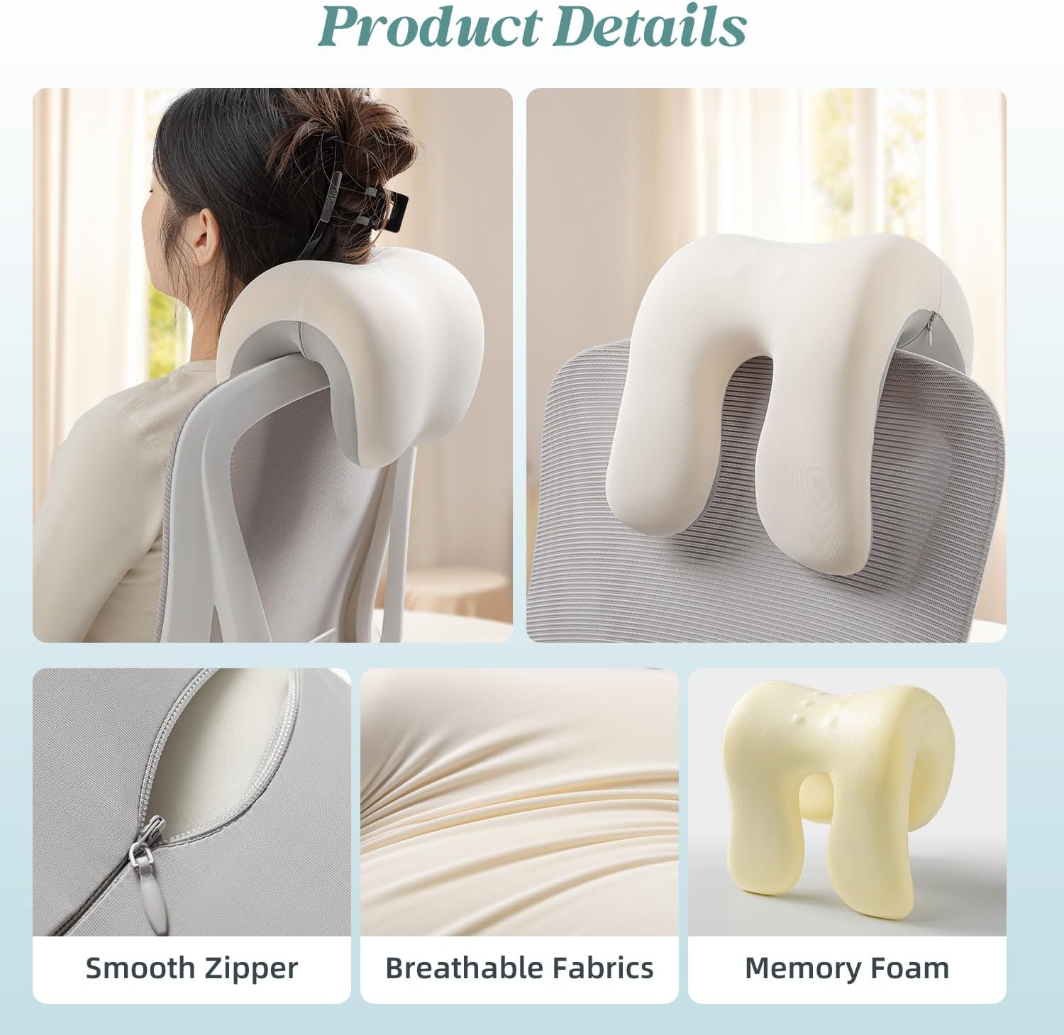 SheRest Office Chair Neck Pillow, Memory Foam Ergonomic Nap Pillow Office Chair Headrest Accessory, Neck Support Pillow Ideal for Office…