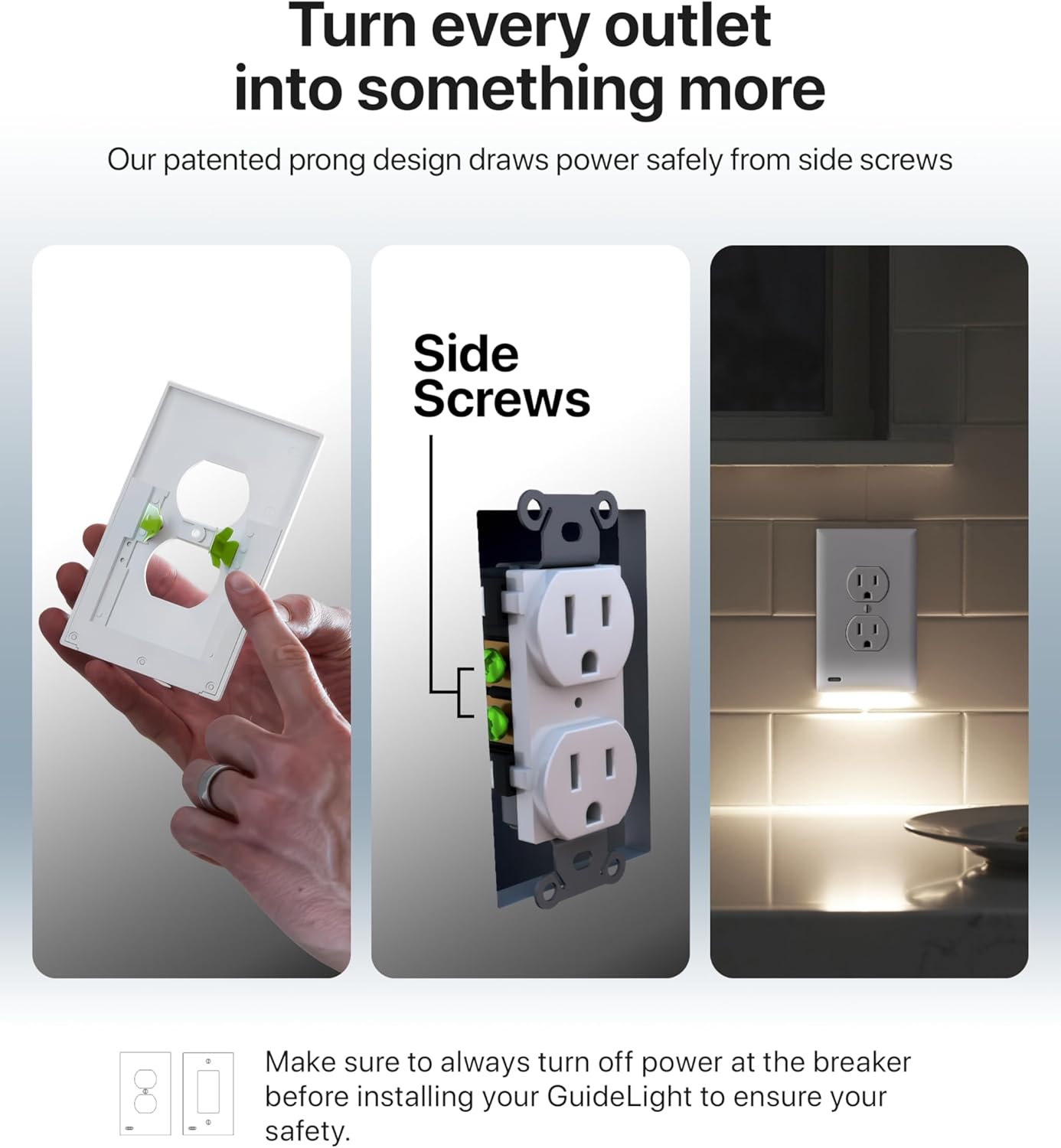 2 Pack - SnapPower GuideLight [For Duplex Outlets] - Replaces Plug-In Night Light - Electrical Receptacle Wall Plate With LED Night…