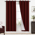 Yakamok Room Darkening 100% Blackout Curtains Grommet Window Treatments with 2 Thick Layers-Burgundy Red Thermal Insulated Drapes Set of 2…