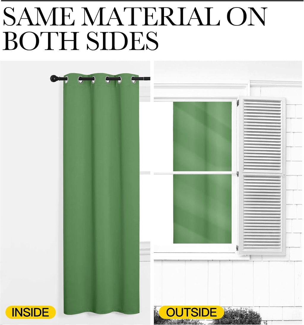 NICETOWN Room Darkening Curtains 63" Long Set of 2 for Bedroom, Forest Green Nursery Essential Thermal Insulated Solid Grommet Top…