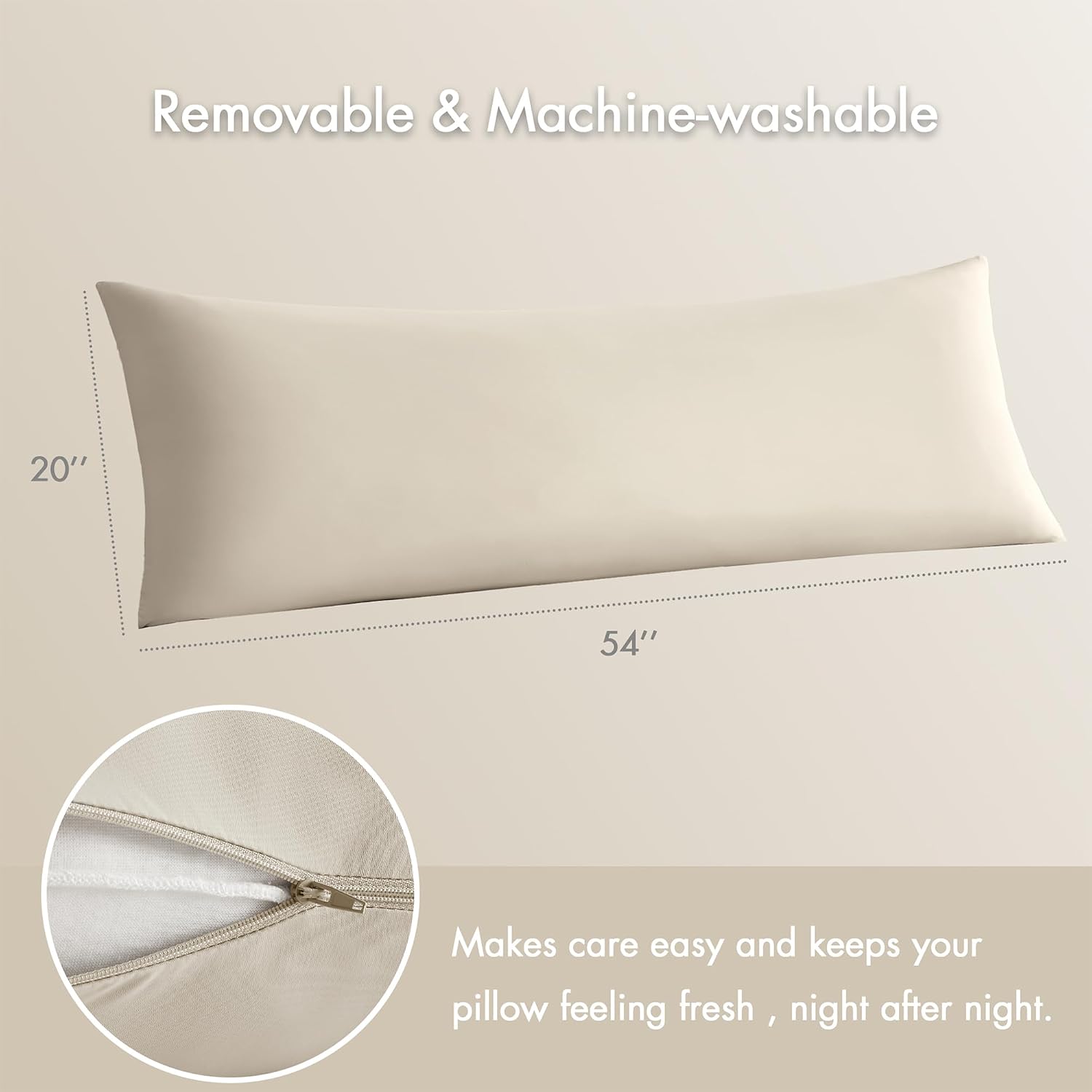 Madisonpark Madison Park Cooling Body Pillow for Side Sleepers & Hot Sleepers, 20"x54" Full Body Pillow with Memory Foam Fill, Pregnancy &…