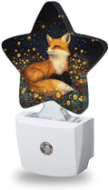 Night Lights Plug Into Wall Decorative, Fox Animal Nightlights for Kids Bedroom, Wildflowers Energy Efficient Dusk-to-Dawn Sensor Sleep…