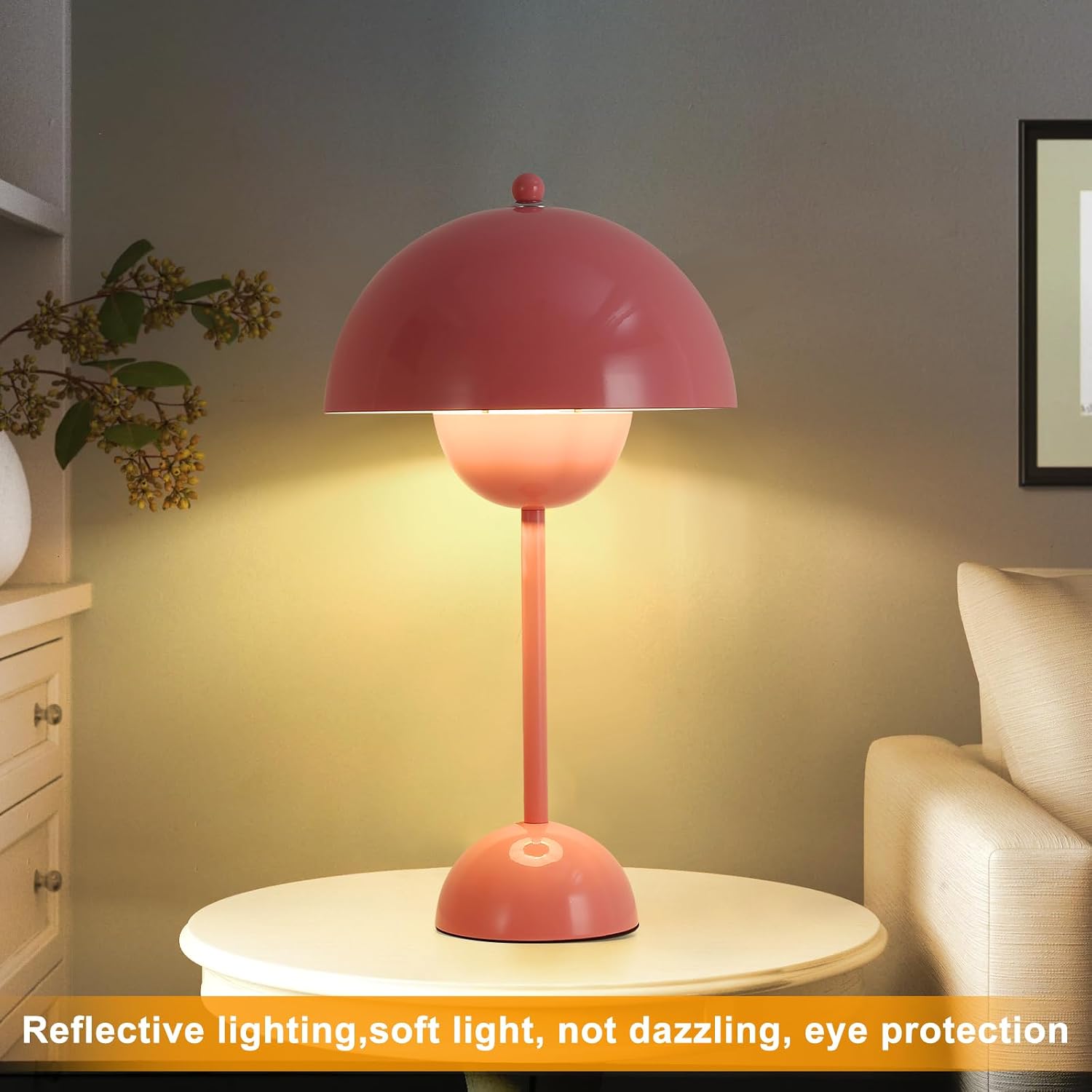 COSYLUX Modern Small Table Lamp for Bedroom, Cute Dome Shade Reflecting Light Reading Lamp for Living Room, Kid's Room, Study, Office…