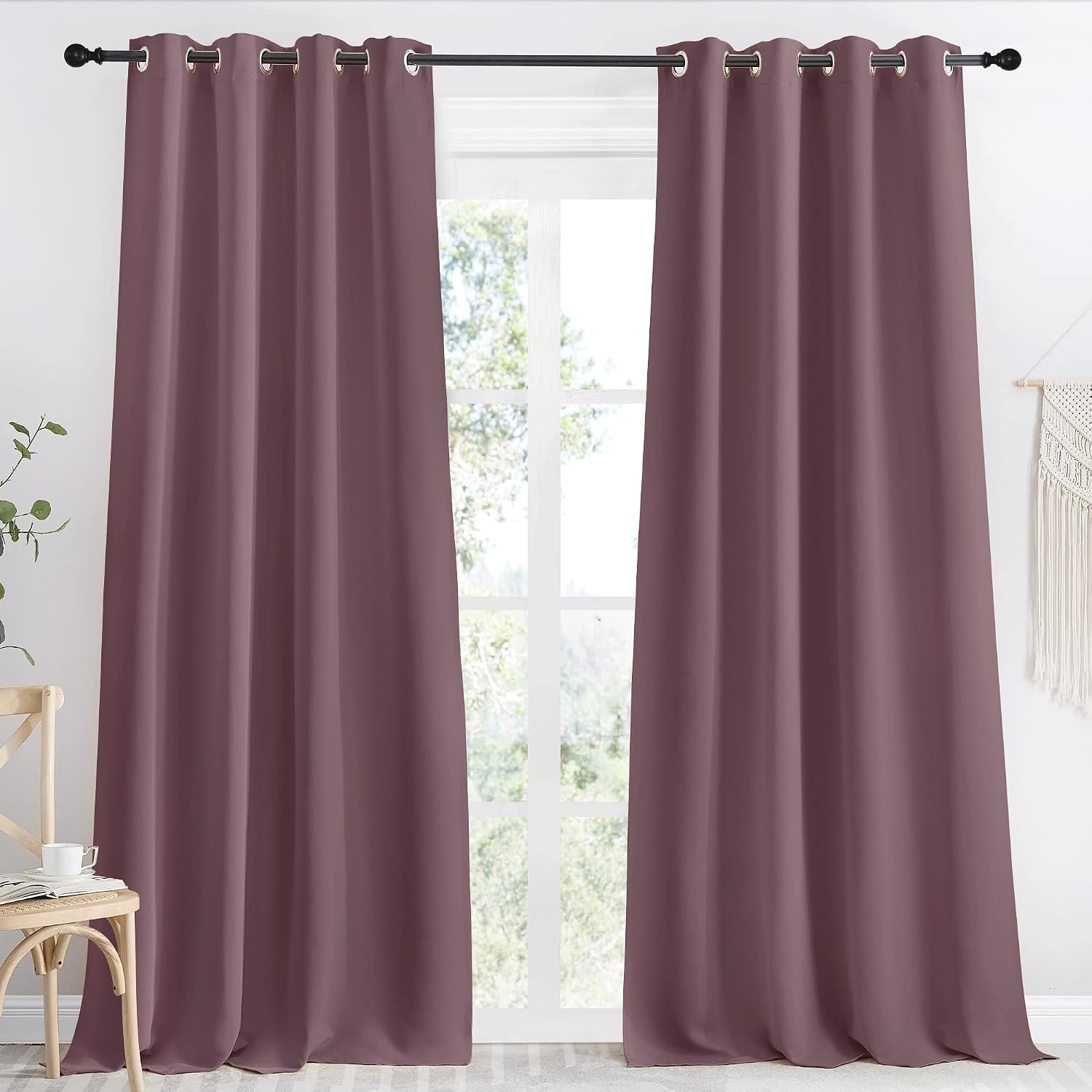NICETOWN Kitchen Blackout Window Curtain Panel, Dry Rose, 1 Panel, 55 by 96 inches Long, Home Fashion Thermal Insulated Solid Grommet…