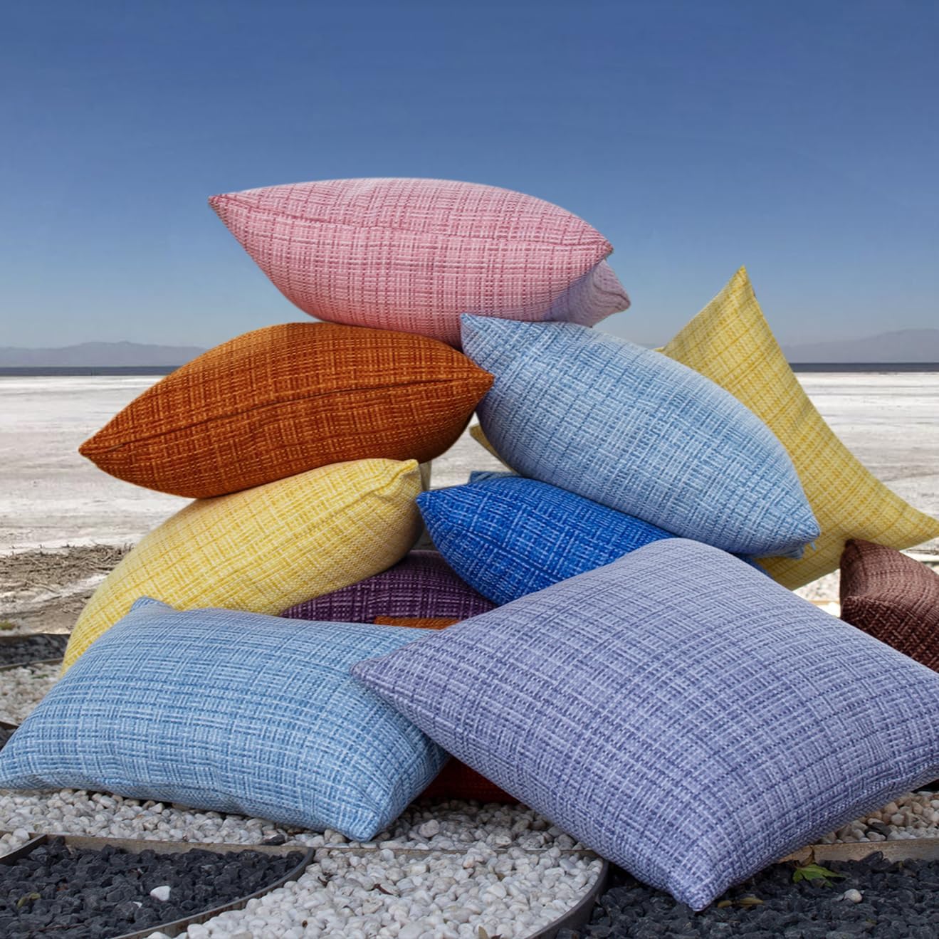 Kevin Textile Fall Pack of 2 Decorative Outdoor Waterproof Pillow Covers Garden Cushion Sham Throw Pillowcase Shell for Patio Tent Couch…