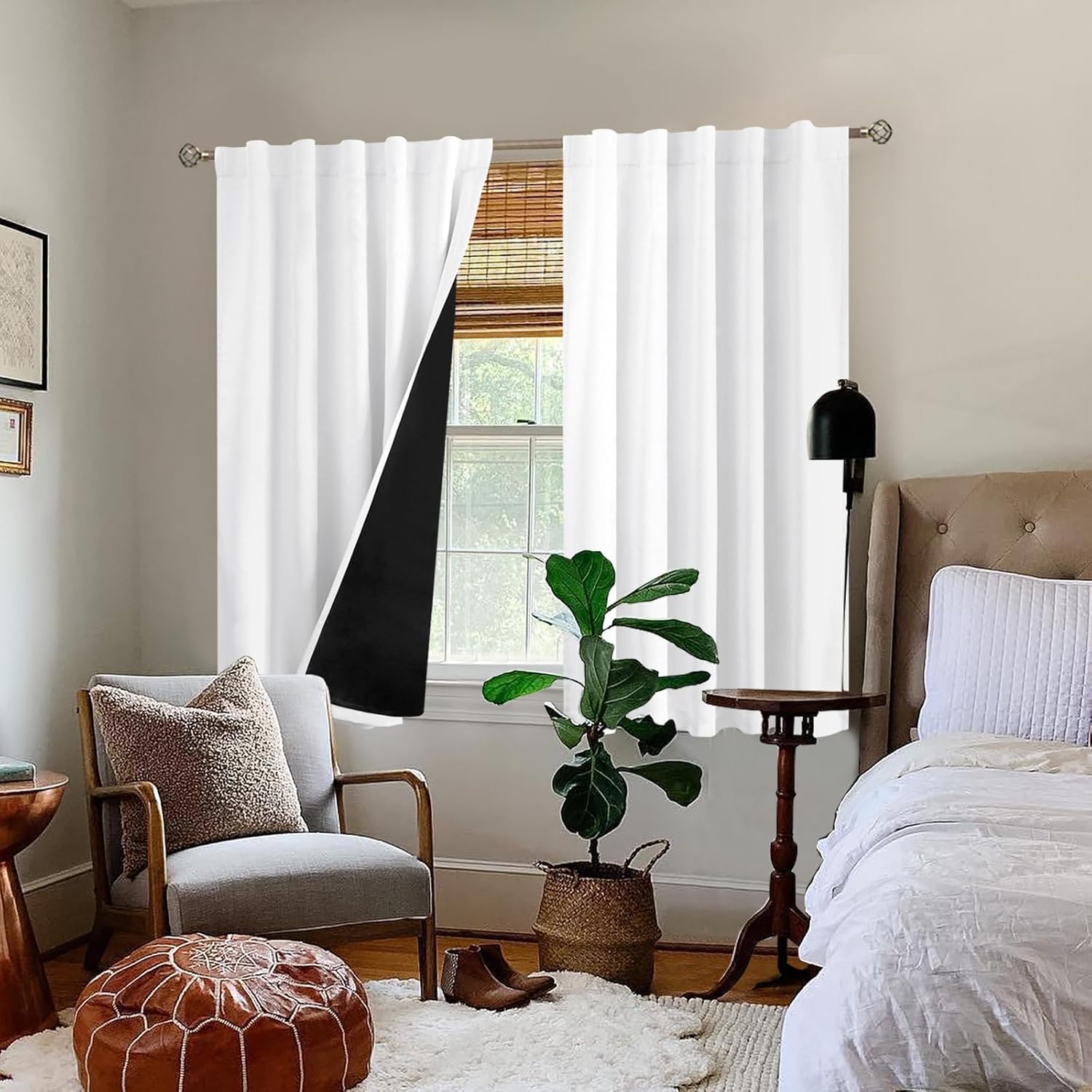 BGment Short Blackout Curtains 45 Inches Long for Small Window, Full Room Darkening Double Layer Thermal Insulated Rod Pocket and Back…