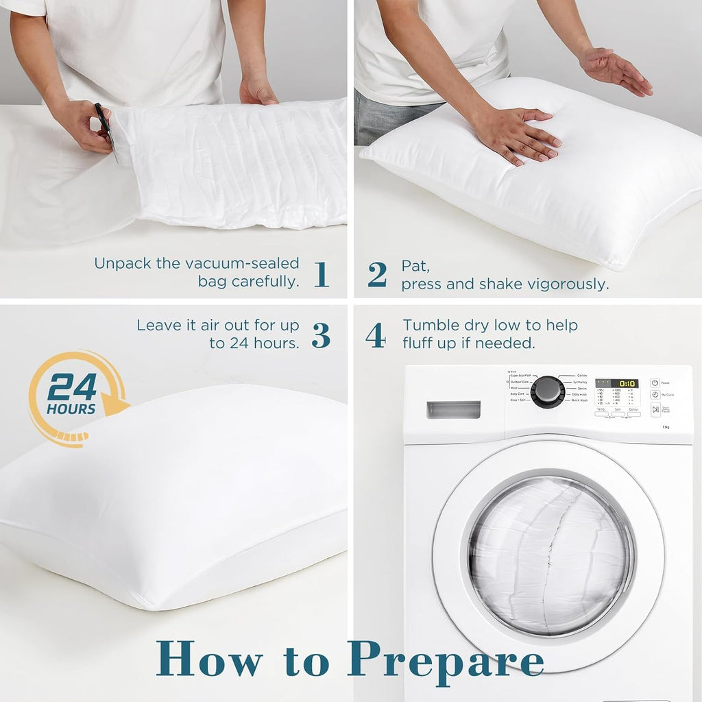 Viewstar Bed Pillows Queen Size Set of 2, Hotel Collection, Down Alternative Soft Pillow for Back, Stomach or Side Sleepers, White White