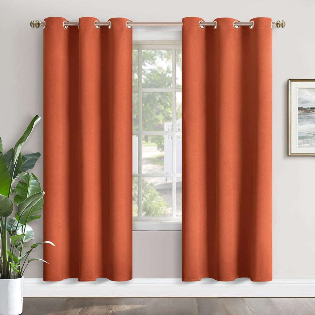 YoungsTex Terracotta Blackout Curtains 84 Inches Length for Bedroom - Burnt Orange Thermal Insulated Drapes with Grommet Room Darkening Pri…