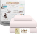 SupremeElegence SUPREME ELEGANCE 3Pc 100% Organic Cotton Twin Bed Sheets Set, Blush, Cooling Percale, Deep Pocket Fitted Sheet, Fits Mattre…