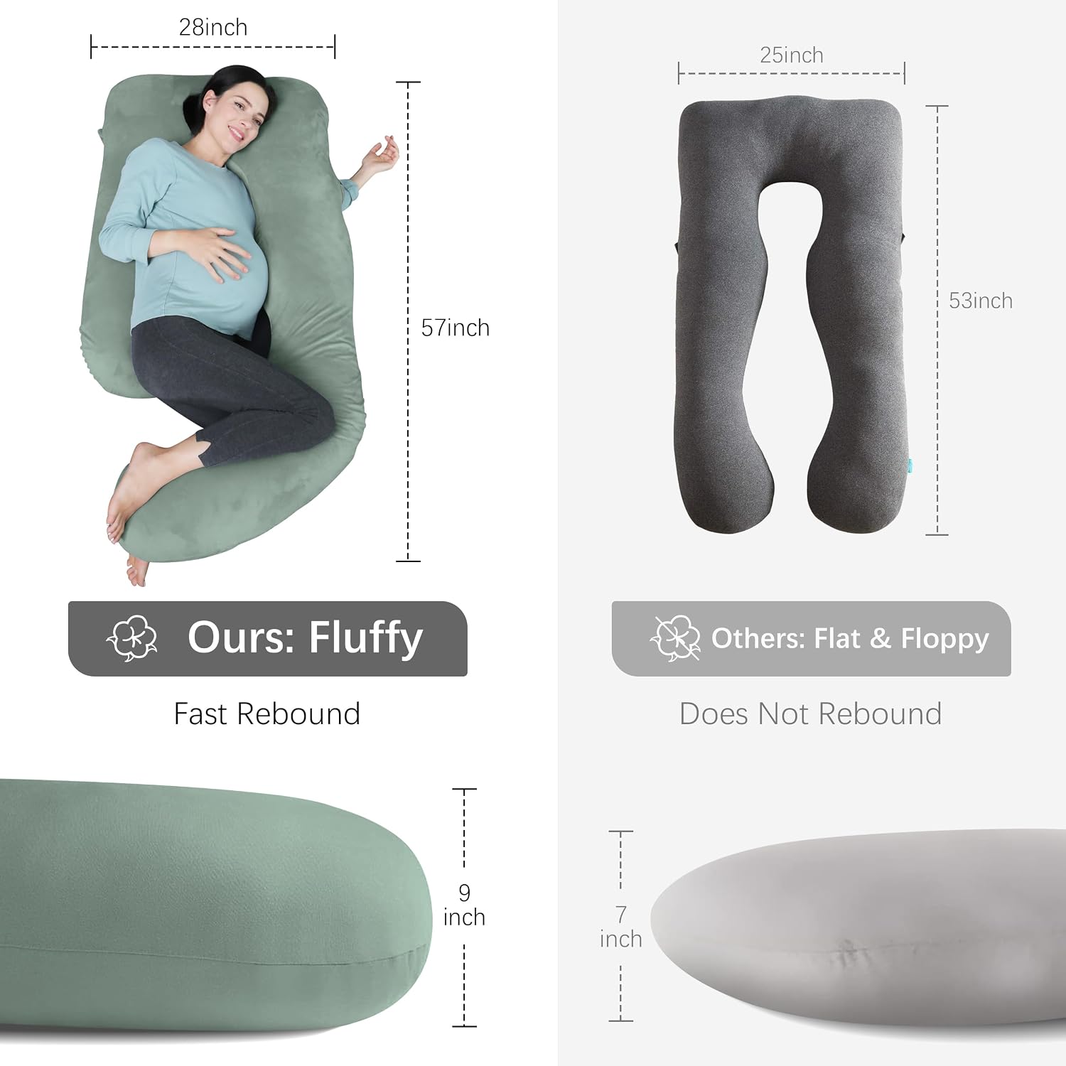 Moonpark MOON PARK Pregnancy Pillows for Sleeping - U Shaped Full Body Maternity Pillow with Removable Cover - Support for Back, Legs, Bell…