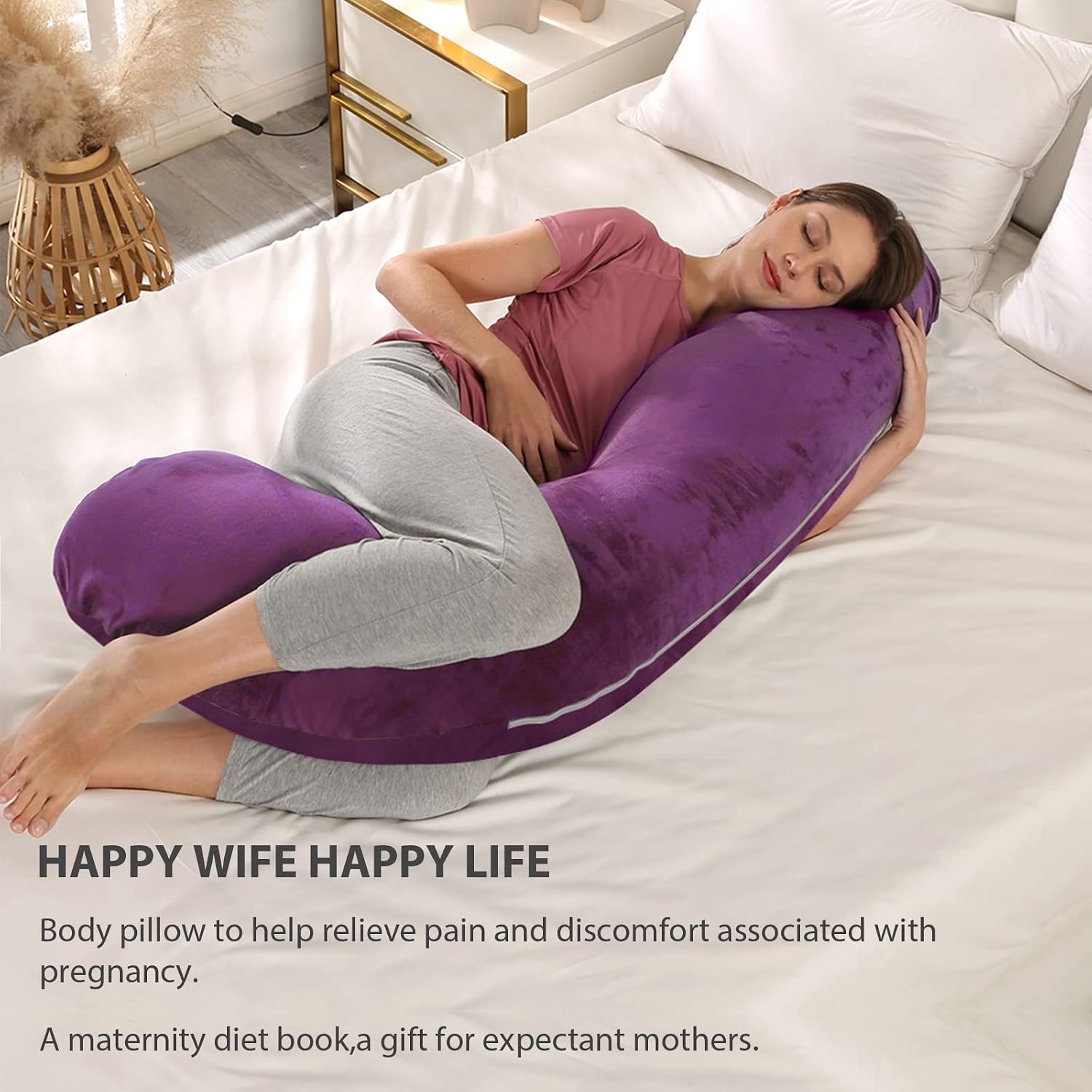 BATTOP Pregnancy Pillows for Sleeping, Maternity Body Pillow with Washable Cover, New Mom Gifts for Women, Support for Back, HIPS, Legs, Belly…