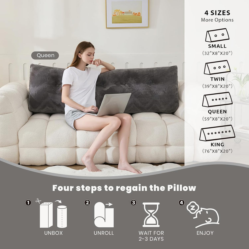 Zelladorra Headboard Pillow for Bed, Triangular Wedge Pillow Headboard Soft Support While Reading and Resting, Bed Bolster Cushion…