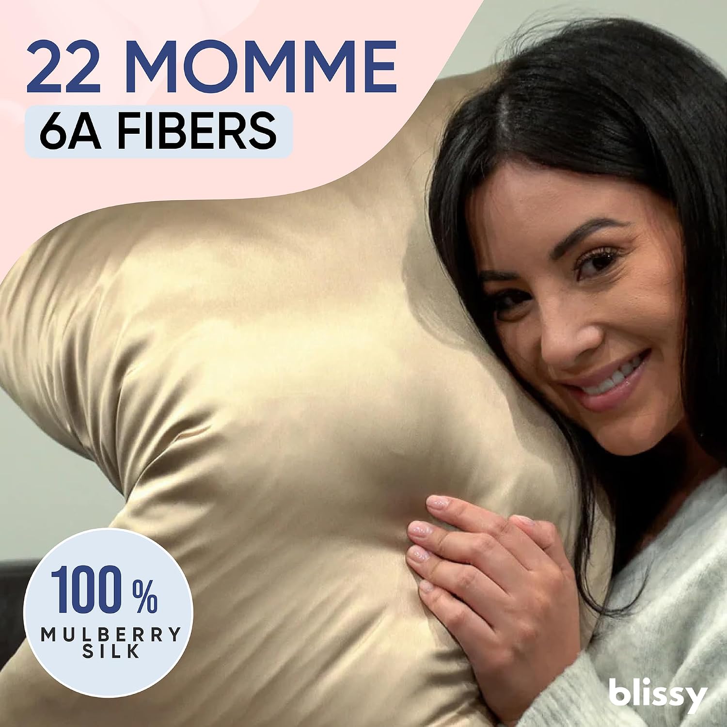 Blissy Silk Pillowcase - 100% Pure Mulberry Silk - 22 Momme 6A High-Grade Fibers - Silk Pillow Cover for Hair & Skin - Regular, Queen &…