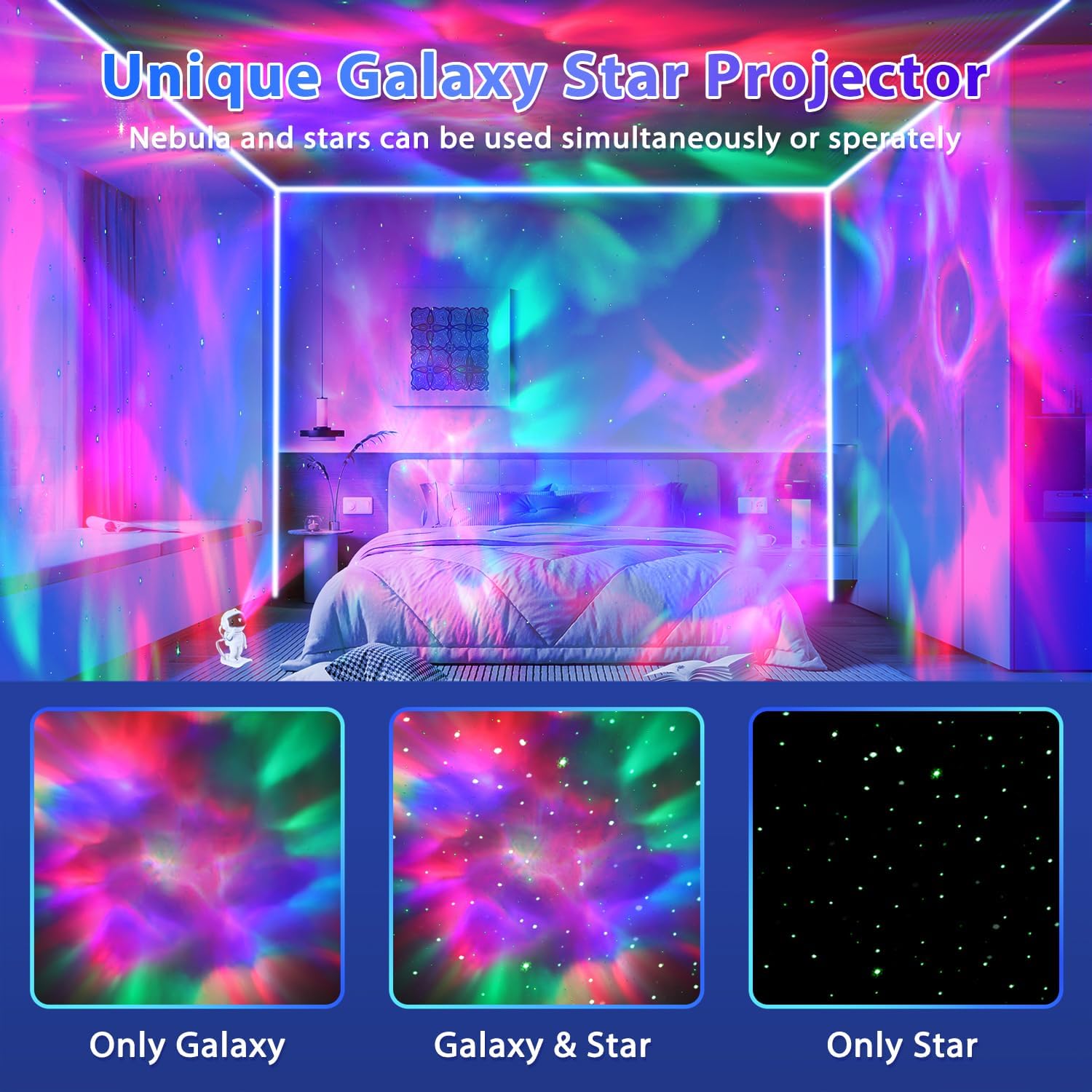 Astronaut Galaxy Projector, Star Projector, Night Light for Kids with Timer and Remote, Room Decor, Galaxy Projector for Bedroom…