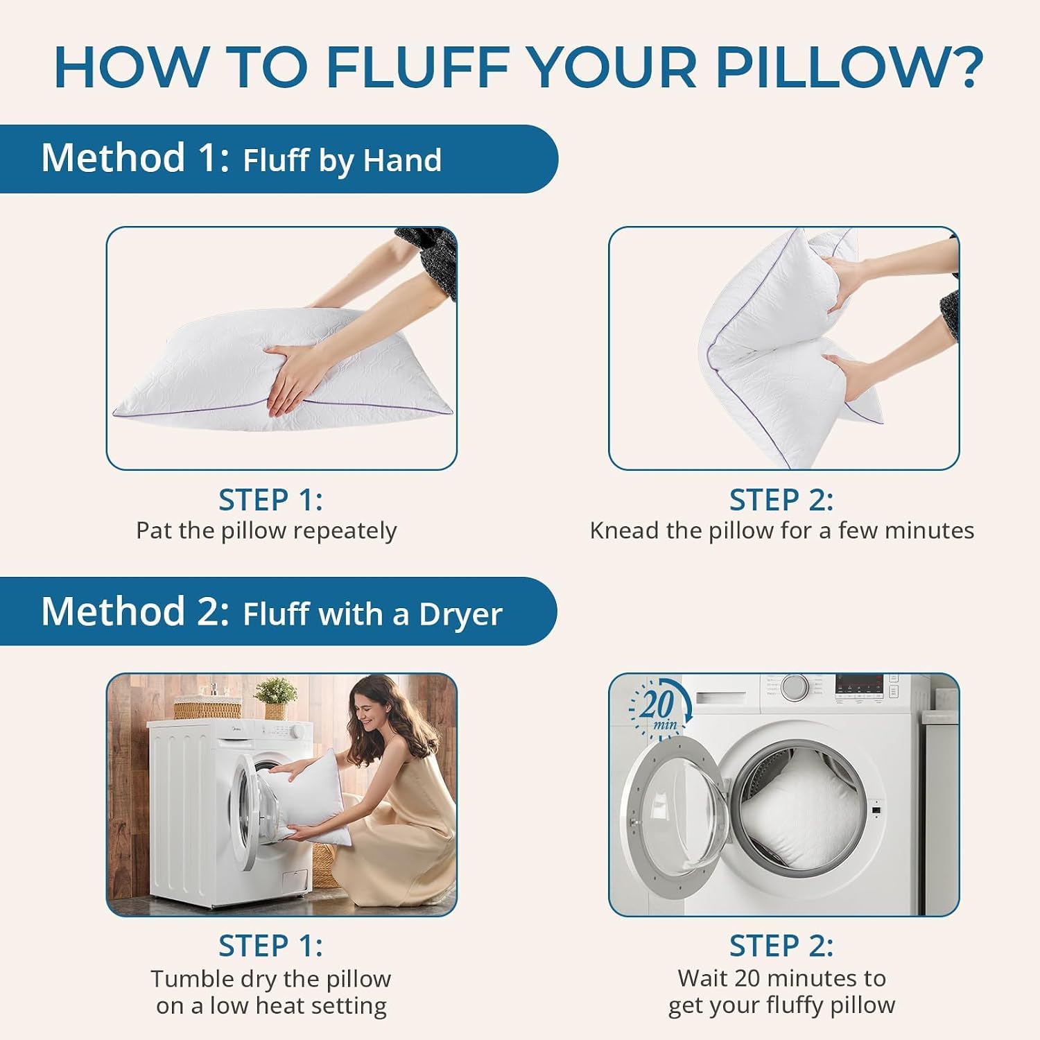 Jollyvogue Pillows Standard Set of 4, Bed Pillow for Side, Back, and Stomach Sleepers, Down Alternative Filled Full Size Pillows, Luxury Ho…