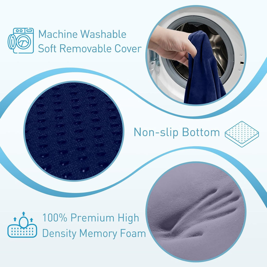 BlissTrends Seat Cushion, Thick Memory Foam Cushions for Office Chair, Car Seat, Airplane, Relieving Pressure Tailbone Sciatica Back Pain fo…