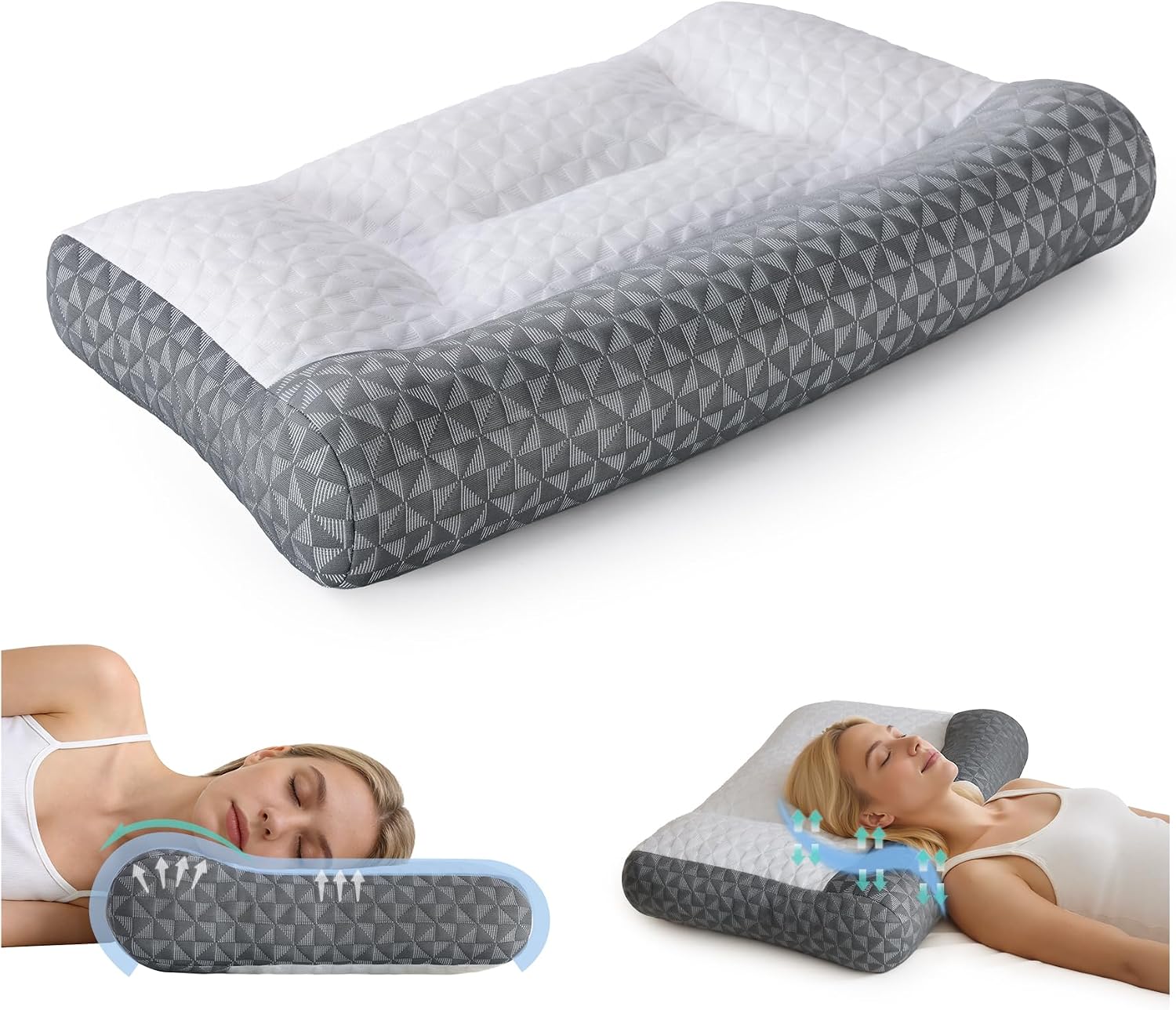 Favocama Cervical Neck Pillow for Sleeping - Ergonomic Side Sleeper Pillows for, Contour Cervical Pillow for Neck Support, Orthopedic Memo…