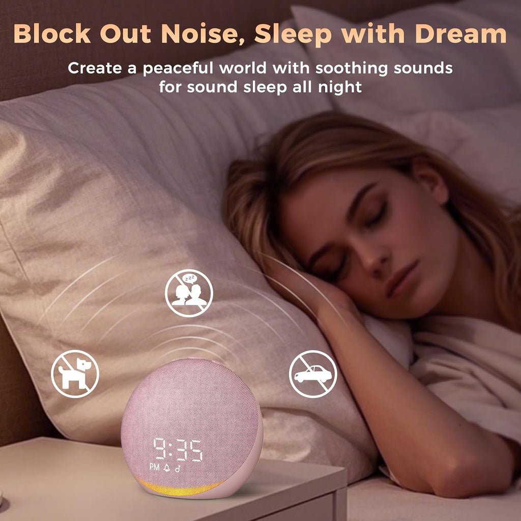 Acedeck Sound Machine Alarm Clock for Bedroom: 25 Natural Sleep Sounds - White Noise Machine for Adults Kids Baby - Gentle Wake Up Alarm wi…
