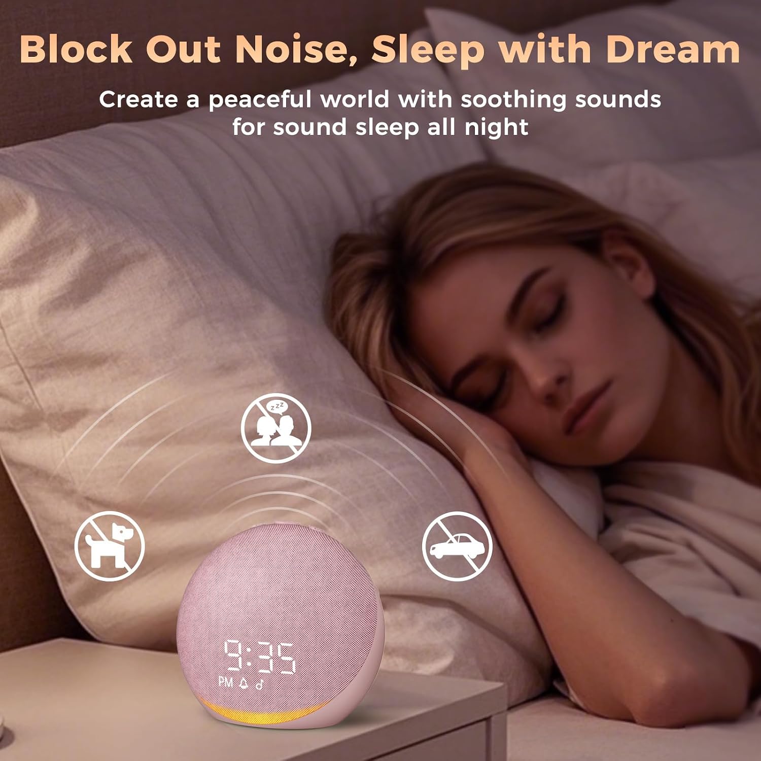 Acedeck Sound Machine Alarm Clock for Bedroom: 25 Natural Sleep Sounds - White Noise Machine for Adults Kids Baby - Gentle Wake Up Alarm wi…
