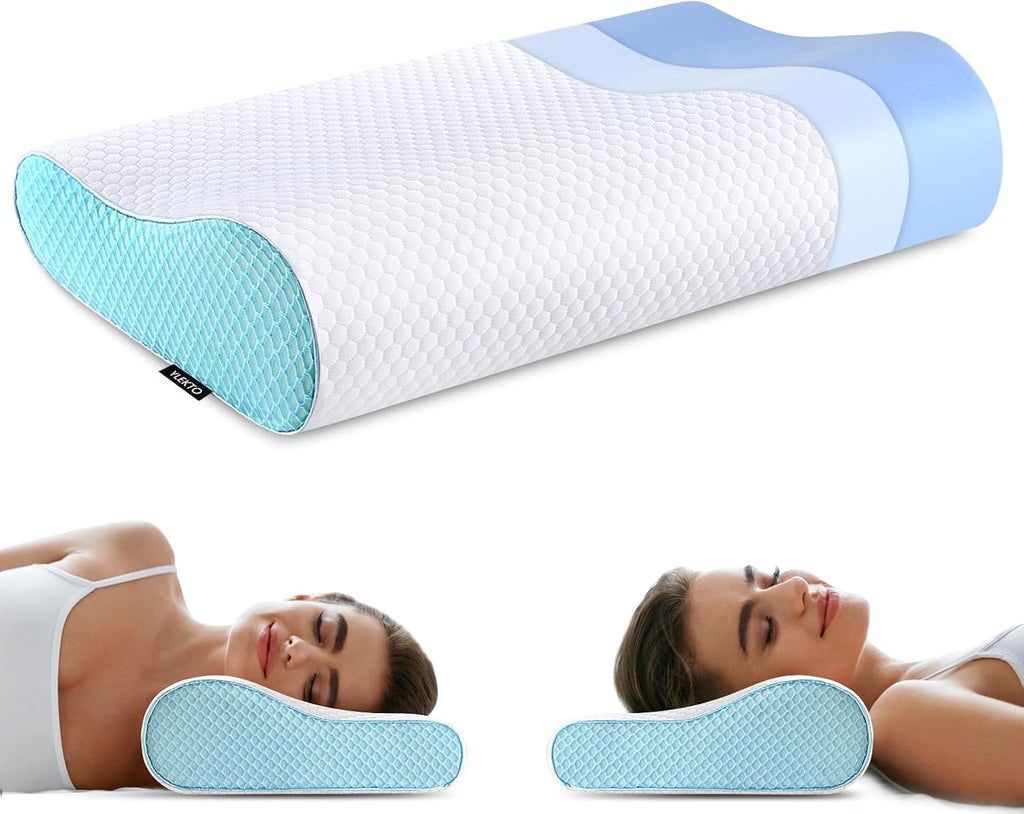 Memory Foam Pillows Neck Pillow Bed Pillow for Sleeping Ergonomic Cervical Contour Pillow for Side Back Stomach Sleeper for Neck and…